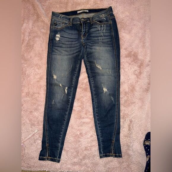 Kancan jeans, straight leg ankle.  Size 5/26 dark blue denim - Picture 2 of 8